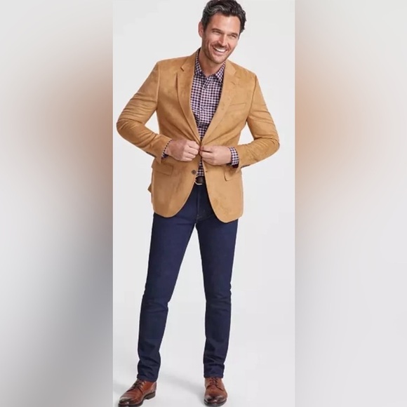 Pronti Collection By Phita Men’s Tan Micro Suede Blazer Jacket Size XXL (BR)
